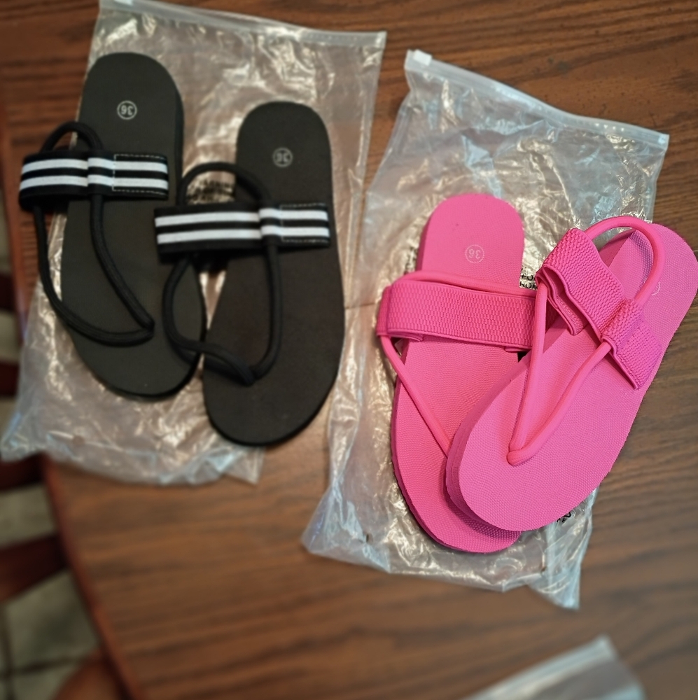 Black and Pink Sandals